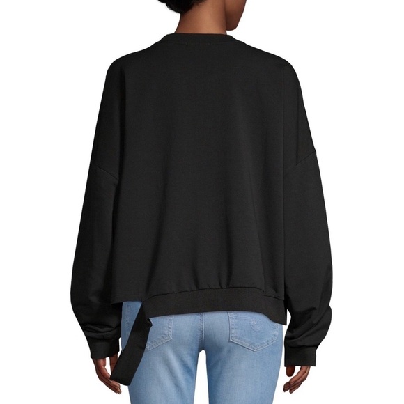 Junie Black Deconstructed Pullover Sweatshirt Black XS - Picture 2 of 5